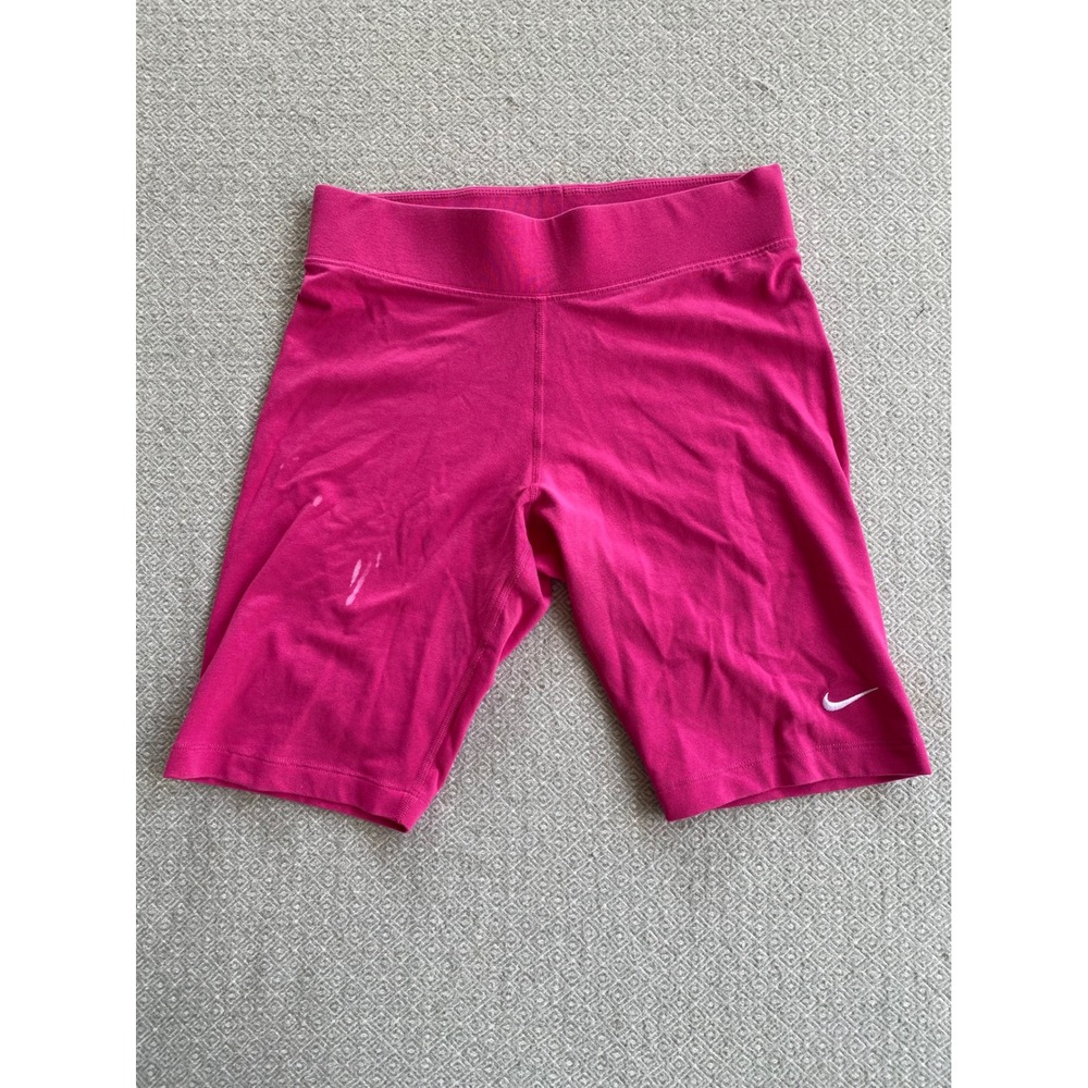Nike Biker Shorts Women M Pink Swoosh Athletic Gym Yoga Shorts Activewear